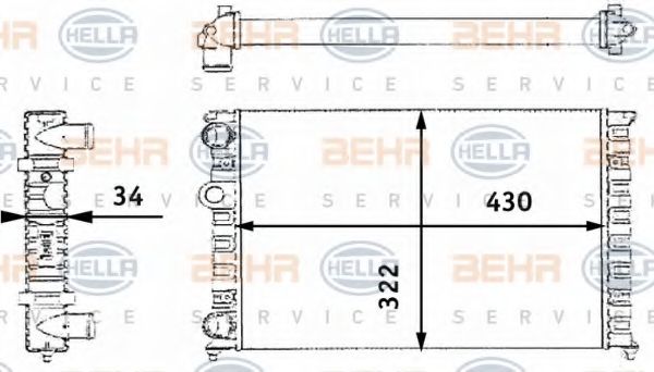 Радиатор, охлаждение двигателя BEHR HELLA SERVICE 8MK 376 713-744