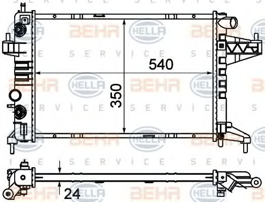 Радиатор, охлаждение двигателя BEHR HELLA SERVICE 8MK 376 714-371