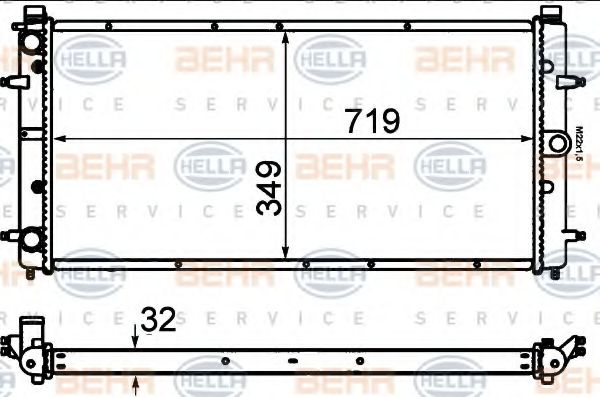Радиатор, охлаждение двигателя BEHR HELLA SERVICE 8MK 376 714-481