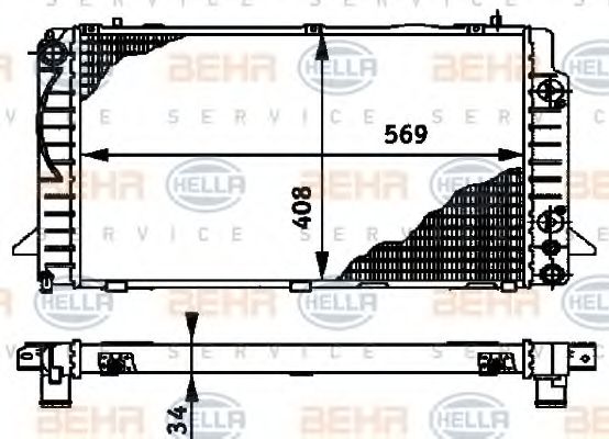 Радиатор, охлаждение двигателя BEHR HELLA SERVICE 8MK 376 715-164