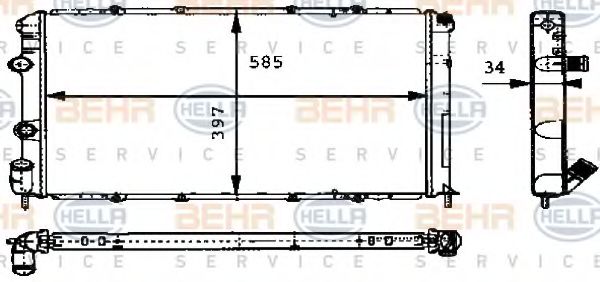 Радиатор, охлаждение двигателя BEHR HELLA SERVICE 8MK 376 715-531