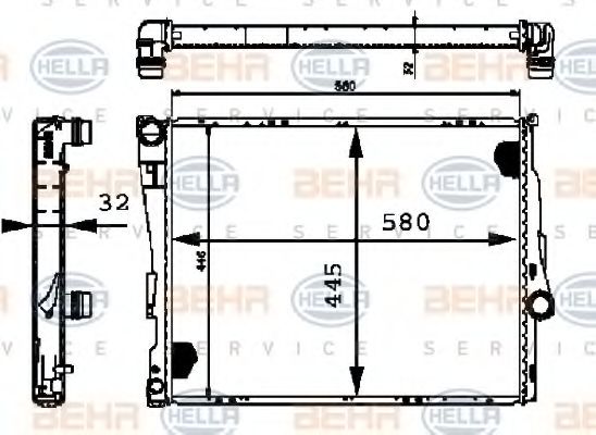 Радиатор, охлаждение двигателя BEHR HELLA SERVICE 8MK 376 716-251