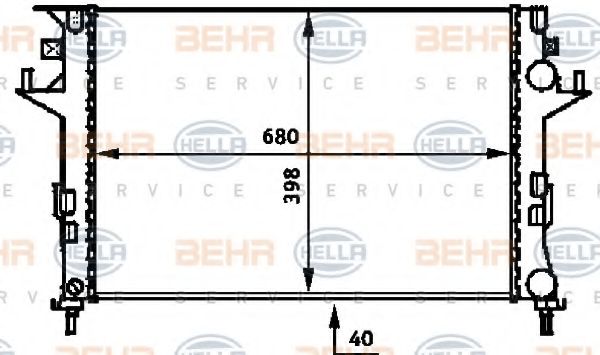 Радиатор, охлаждение двигателя BEHR HELLA SERVICE 8MK 376 716-291