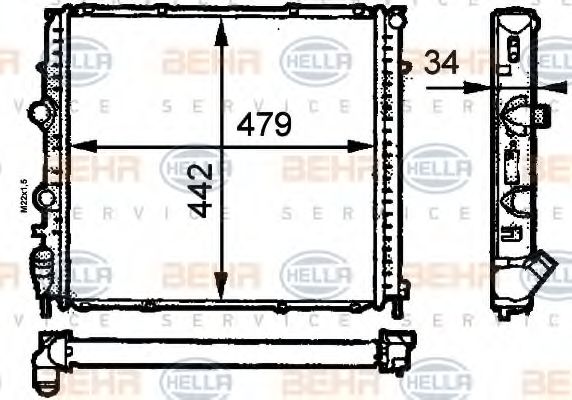 Радиатор, охлаждение двигателя BEHR HELLA SERVICE 8MK 376 716-371