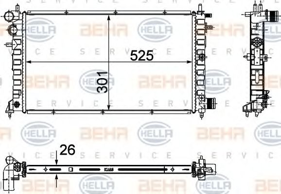 Радиатор, охлаждение двигателя BEHR HELLA SERVICE 8MK 376 716-461