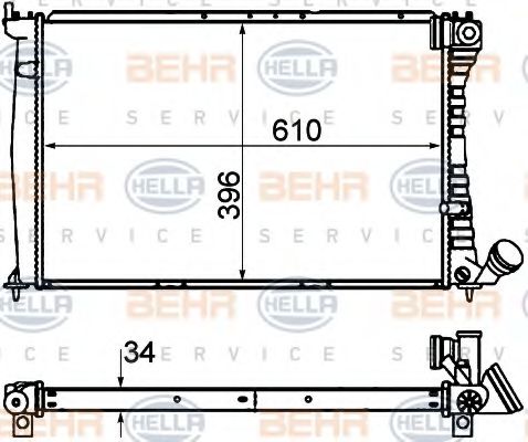 Радиатор, охлаждение двигателя BEHR HELLA SERVICE 8MK 376 716-501