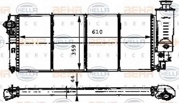 Радиатор, охлаждение двигателя BEHR HELLA SERVICE 8MK 376 716-551