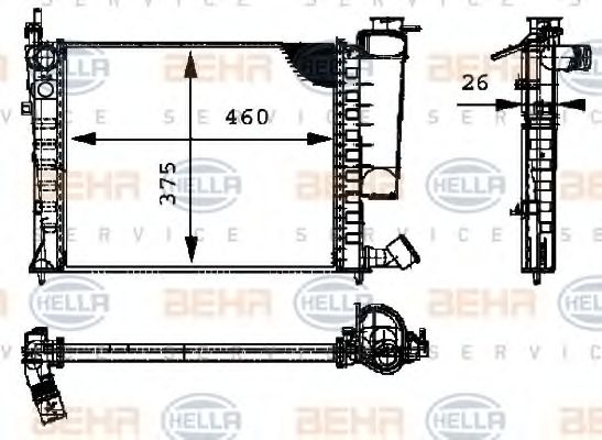 Радиатор, охлаждение двигателя BEHR HELLA SERVICE 8MK 376 716-631