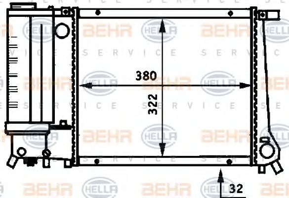 Радиатор, охлаждение двигателя BEHR HELLA SERVICE 8MK 376 717-221