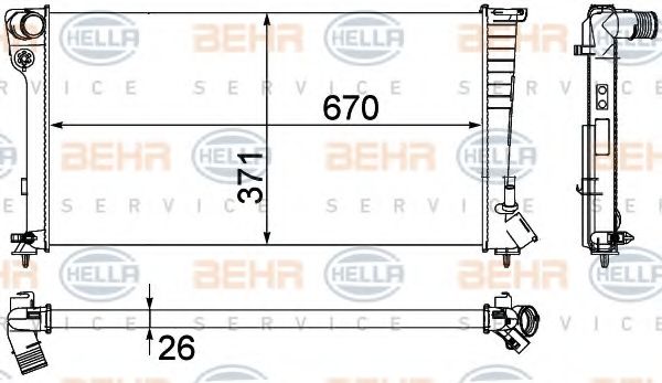 Радиатор, охлаждение двигателя BEHR HELLA SERVICE 8MK 376 717-611