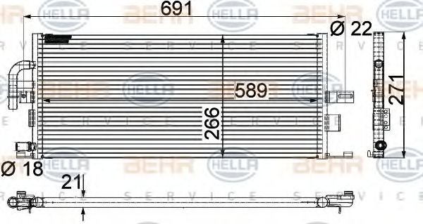 Низкотемпературный охладитель, интеркулер BEHR HELLA SERVICE 8MK 376 718-031