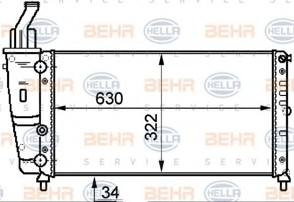 Радиатор, охлаждение двигателя BEHR HELLA SERVICE 8MK 376 718-081