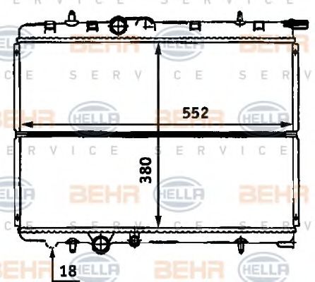 Радиатор, охлаждение двигателя BEHR HELLA SERVICE 8MK 376 718-131