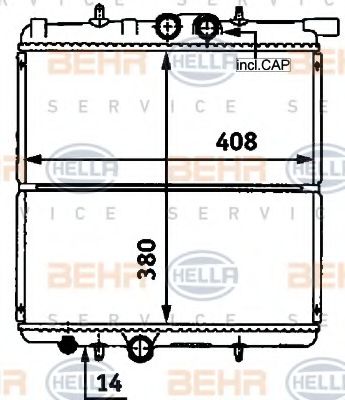 Радиатор, охлаждение двигателя BEHR HELLA SERVICE 8MK 376 718-251