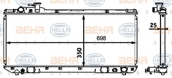 Радиатор, охлаждение двигателя BEHR HELLA SERVICE 8MK 376 718-451