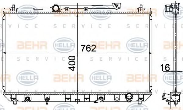 Радиатор, охлаждение двигателя BEHR HELLA SERVICE 8MK 376 718-531