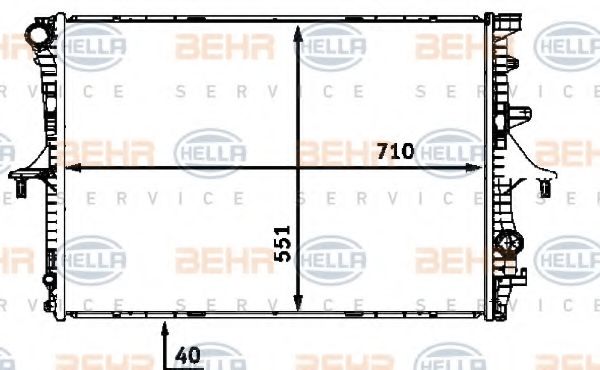 Радиатор, охлаждение двигателя BEHR HELLA SERVICE 8MK 376 718-791