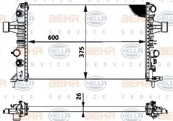Радиатор, охлаждение двигателя BEHR HELLA SERVICE 8MK 376 719-061