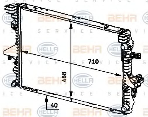 Радиатор, охлаждение двигателя BEHR HELLA SERVICE 8MK 376 719-161