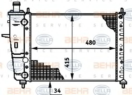 Радиатор, охлаждение двигателя BEHR HELLA SERVICE 8MK 376 719-551