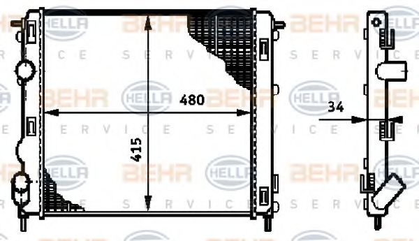 Радиатор, охлаждение двигателя BEHR HELLA SERVICE 8MK 376 719-681