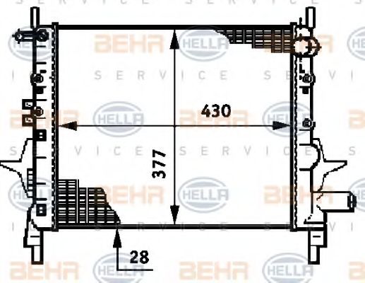 Радиатор, охлаждение двигателя BEHR HELLA SERVICE 8MK 376 720-011
