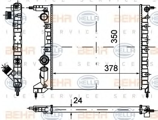 Радиатор, охлаждение двигателя BEHR HELLA SERVICE 8MK 376 720-021