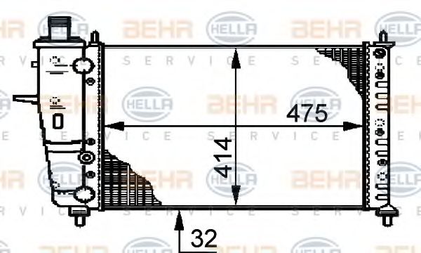 Радиатор, охлаждение двигателя BEHR HELLA SERVICE 8MK 376 720-331