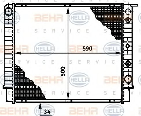 Радиатор, охлаждение двигателя BEHR HELLA SERVICE 8MK 376 720-791