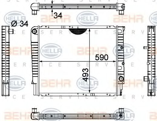 Радиатор, охлаждение двигателя BEHR HELLA SERVICE 8MK 376 721-001