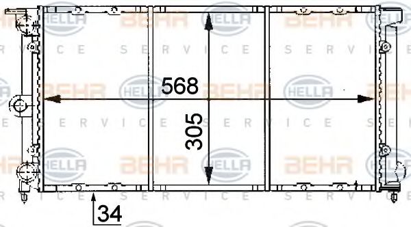 Радиатор, охлаждение двигателя BEHR HELLA SERVICE 8MK 376 722-631