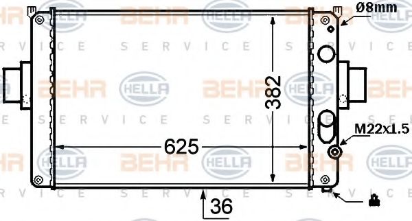 Радиатор, охлаждение двигателя BEHR HELLA SERVICE 8MK 376 724-501