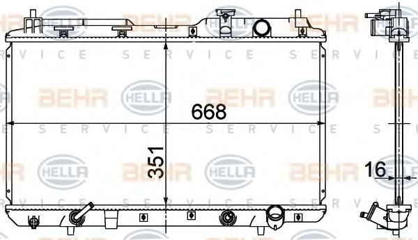 Радиатор, охлаждение двигателя BEHR HELLA SERVICE 8MK 376 724-531