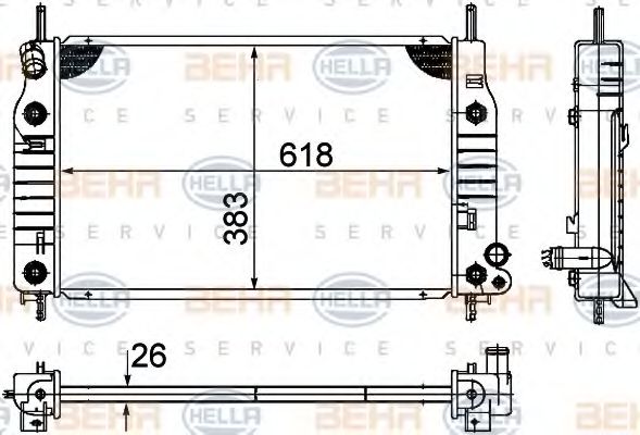 Радиатор, охлаждение двигателя BEHR HELLA SERVICE 8MK 376 724-541