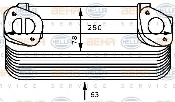 масляный радиатор, двигательное масло BEHR HELLA SERVICE 8MO 376 725-031