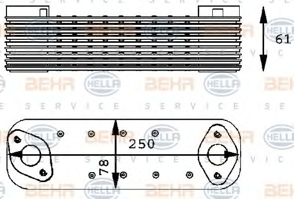 масляный радиатор, двигательное масло BEHR HELLA SERVICE 8MO 376 725-041