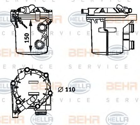 масляный радиатор, двигательное масло BEHR HELLA SERVICE 8MO 376 725-721