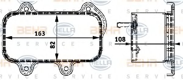 масляный радиатор, двигательное масло BEHR HELLA SERVICE 8MO 376 726-111