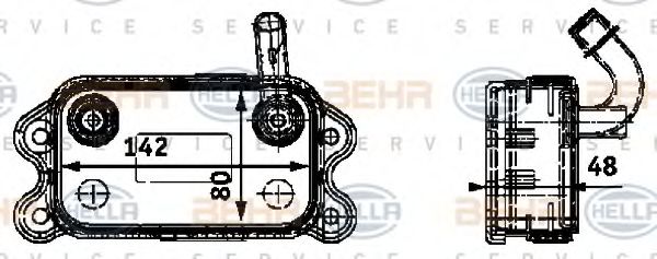 масляный радиатор, двигательное масло BEHR HELLA SERVICE 8MO 376 726-151
