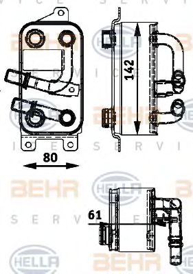 масляный радиатор, двигательное масло BEHR HELLA SERVICE 8MO 376 726-191