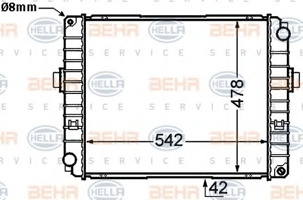 Радиатор, охлаждение двигателя BEHR HELLA SERVICE 8MK 376 726-631