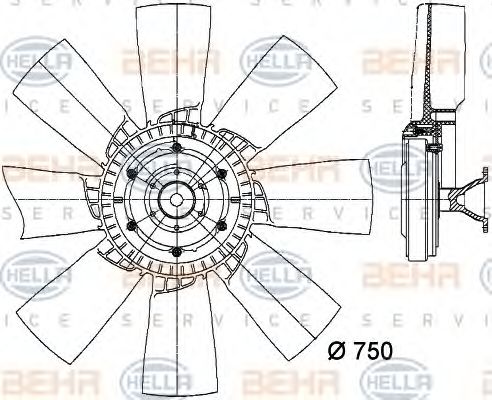 Вентилятор, охлаждение двигателя BEHR HELLA SERVICE 8MV 376 728-371