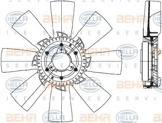 Вентилятор, охлаждение двигателя BEHR HELLA SERVICE 30803