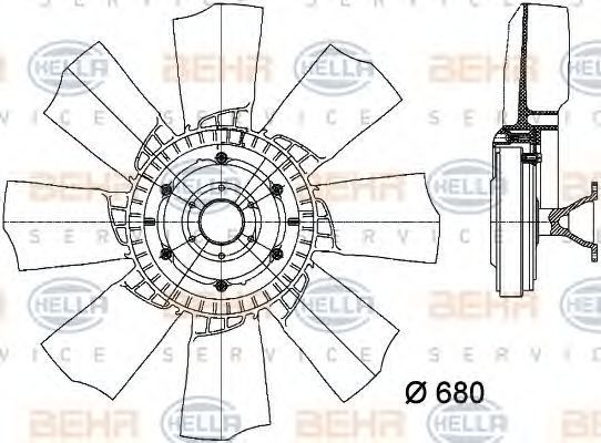 Вентилятор, охлаждение двигателя BEHR HELLA SERVICE 8MV 376 730-121