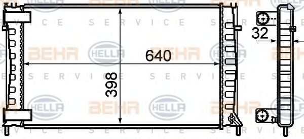 Радиатор, охлаждение двигателя BEHR HELLA SERVICE 8MK 376 732-791