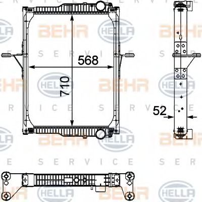 Радиатор, охлаждение двигателя BEHR HELLA SERVICE 8MK 376 733-751