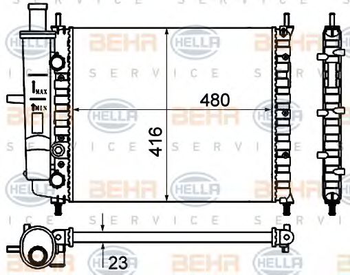 Радиатор, охлаждение двигателя BEHR HELLA SERVICE 8MK 376 735-111