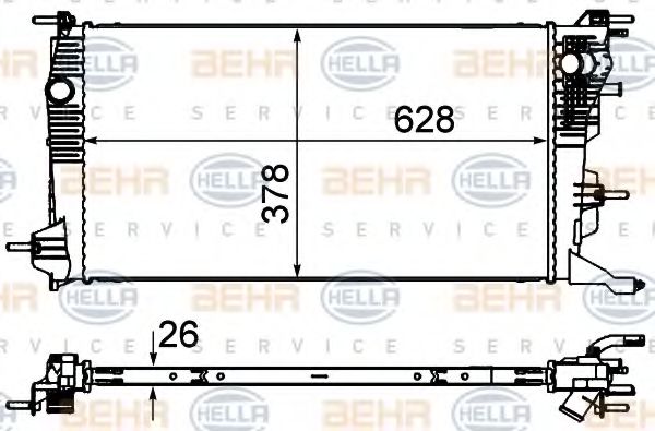 Радиатор, охлаждение двигателя BEHR HELLA SERVICE 8MK 376 735-131