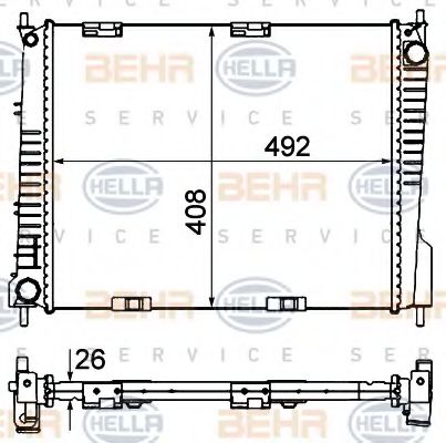 Радиатор, охлаждение двигателя BEHR HELLA SERVICE 8MK 376 735-141