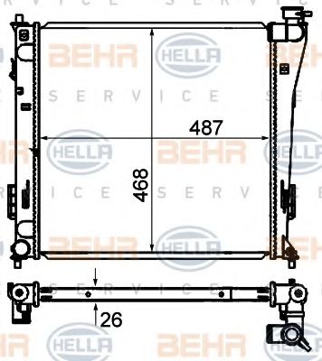 Радиатор, охлаждение двигателя BEHR HELLA SERVICE 8MK 376 735-271